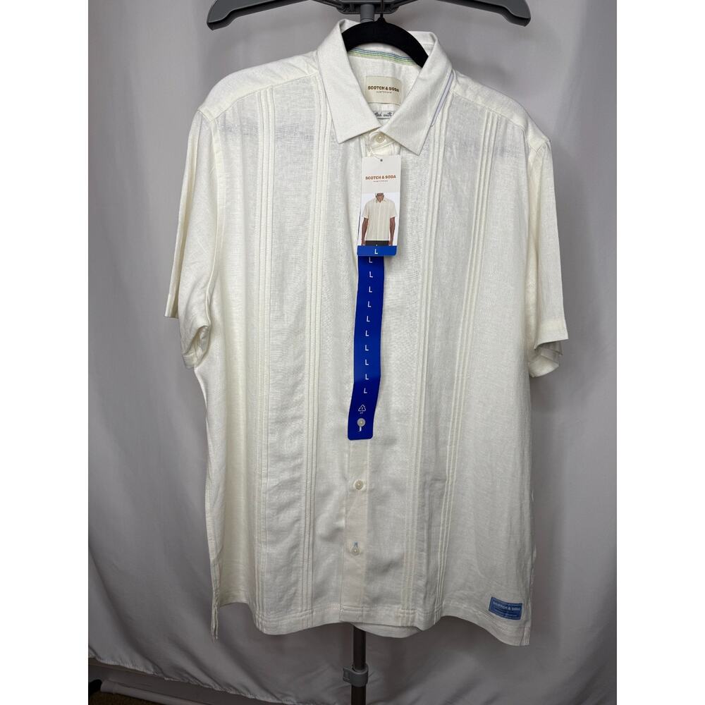 Scotch & Soda Textured Linen Resort-Style Casual Shirt (Cuban Guayabera) - NWT